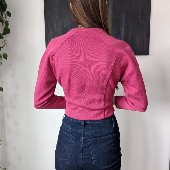 Vintage Rasberry Fitted Button Up Blouse - Picture 2 of 3